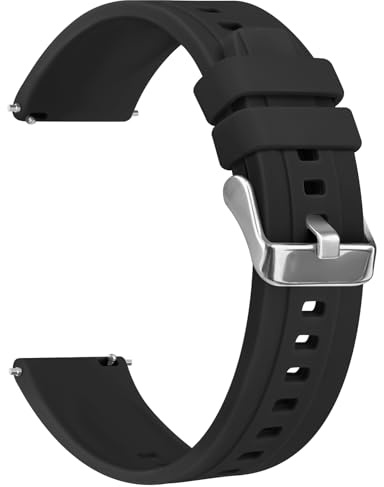 Vancle Correa de Reloj de Repuesto de Silicona, 22mm Correas de Reloj para Hombre y Mujer, con Pulseras de Repuesto de 22mm de Liberación Rápida, Negro