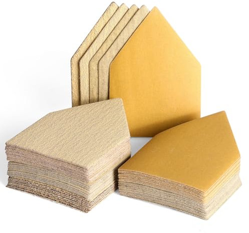 POLIWELL 100PCS 3.5 x 2.5in Assorted 80/120/180/220/400 Grit Hook & Loop Triangle Sanding Sheets, Replace Milwaukee M12 Orbital Detail Sander Accessories, Ideal for Tight Spaces & Polishing
