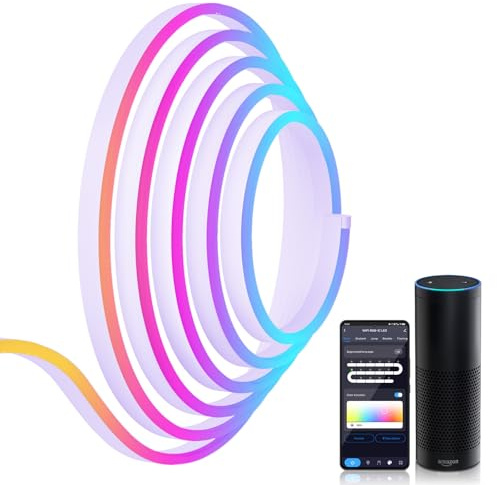 Aurevita 3m RGB IC Neon Led Strip, WIFI Led Schlauch Streifen für die Wand, Outdoor LED Lichtstreifen, App Steuerung mit Alexa, Syn Music mit Spielzimmerdekoration(Ohne Fernbedienung)