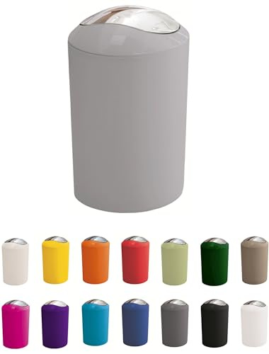 KW Gleam 5Ltr Swing Bin - Compact Bathroom/Office/Bedroom/Waste Bin (Cloud Grey)