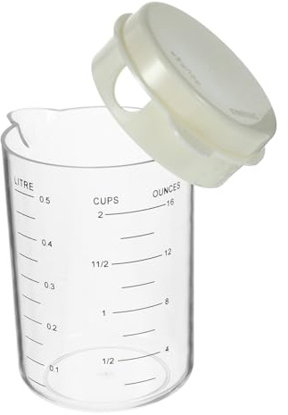 Toyvian Taza Medidora Transparente con Tapa y Asa Aislada Vaso Medidor para Leche con Visible Plástico Reutilizable para Hornear y Cocina