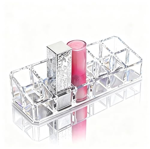 TORMEN Lipstick Holder 12 Slots, Clear Acrylic Organizer Display | 12-slot clear acrylic lipstick organizer case. Vanity makeup display, dustproof. Desktop, vanity table, and counter