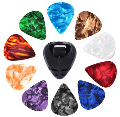 10-Piece Wear-resistant Acoustic Guitar Plectrums and Set Replacement Part Acoustic E Bass Strength Non-Slip Plectrums
