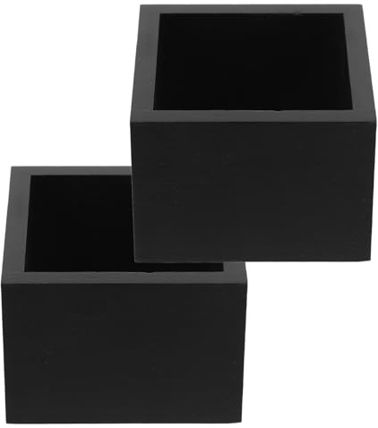 VICASKY Caja Portavasos de Sake Japonesa 2 Piezas, Madera Cuadrada Pequeña Acabado Negro, Caja de Almacenamiento Portátil para Taza de Sake, Adecuado para Restaurante y Uso en Hogar
