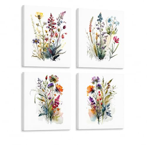 Dazzlewall Set de 4 Piezas Decoración Baño Vegetal Minimalista, Señal Relajarse, Sumergirse, Desconectar con Eucalipto para Baño 20×25 cm Enmarcado