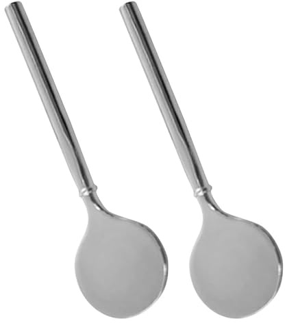 Cuchara de Crema de Metal de Aleación de Zinc Plata 2piezas | Espátulas Cosméticas Portátiles y Compactas, para Neceser y Kit de Viaje, Uso Crema Facial