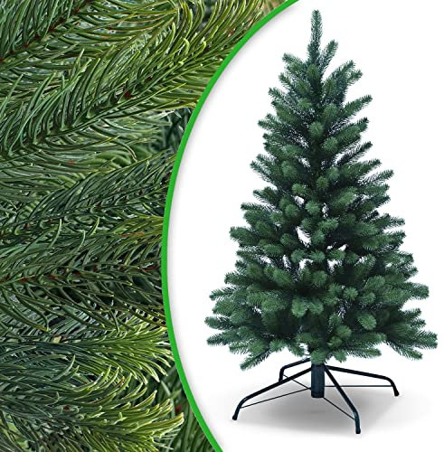 DILUMA Weihnachtsbaum Künstlich 120cm - Spritzguss Tannenbaum Wie Echt, Metall Standfuß, Modulares Stecksystem, Schwer Entflammbar B1 Zertifikat - Künstlicher Premium Voll-PE Christbaum