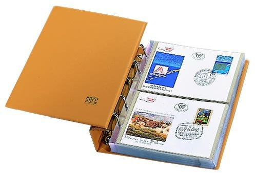 SAFE 7898 Compact-Album für Briefe 170 x 115 mm mit 15 Blättern mit schwarzen, eingearbeiteten Unterfolien für 60 Brief I in blauem Yokama mit patentierter Klemmvorrichtung