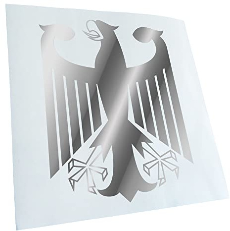 Kiwistar - Autoaufkleber - Chrom - 11x9cm Bundeswappen Deutschland ohne Rahmen - Heckscheibe Auto Aufkleber wetterfest für Kfz LKW Mofa Truck - Sticker außen selbstklebend Tuning Zubehör für Fenster