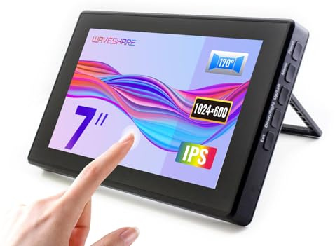 Waveshare 7inch IPS Capacitive Touch Screen 1024x600 Resolution LCD Display with Toughened Glass Cover Support Raspberry Pi 4,BB Black, Banana Pi,Windows 10/8.1/8/7,7Zoll Mini Bildschirm