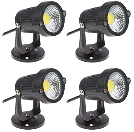 aulyun Lot de 4 Spot LED Cob 5W 220V Spots Jardin Orientables Luminaires Extérieur Jardin Terrasse