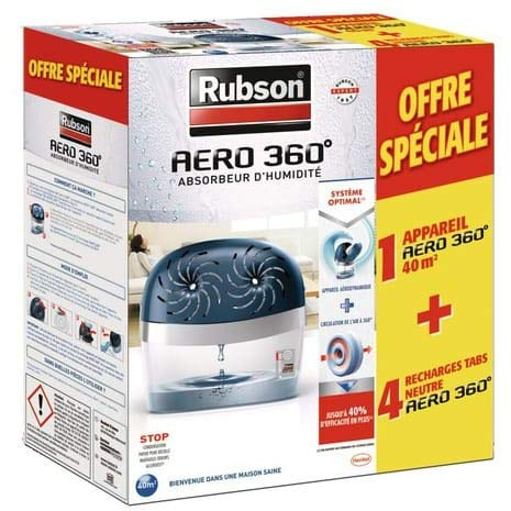 Rubson Absorbeur d'humidité Aéro 360 40m² + 4 recharges