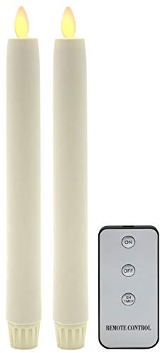 Tronje 2er Set LED Stabkerzen 24cm 5h-Timer Ivory-Creme Kunstkerze Tafelkerze bewegliche flackernde Flamme Bruchsicher