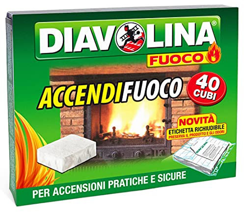 DIAVOLINA Lot de 24 Allume-feu x 40 Cubes Barbecue & Pique-Nique, Multicolore, Unique