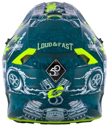 O'NEAL | Motocross-Helm | Motocross Enduro | 2 Außenschalen & 2 EPS für erhöhte Sicherheit, Schale aus ABS, Nasenschutz aus Gummi | 5SRS Polyacrylite Helmet HR | Erwachsene | Blau Gelb | Größe S