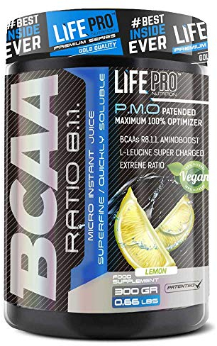 Life Pro BCAA Pro 8:1:1 300 gramos | Suplemento con Aminoácidos de Cadena Ramificada, Leucina, Valina e Isoleucina, Sabor Limón