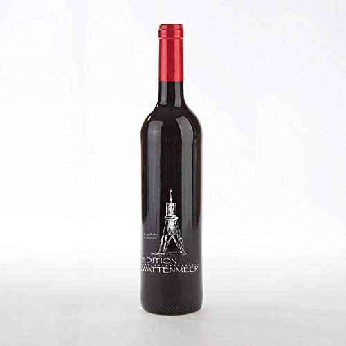 Edition Wattenmeer, Motiv: Kugelbake Cuxhaven, Garnacha aus Spanien in Gravur-Flasche