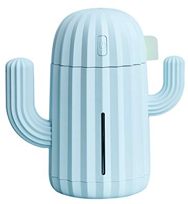 SNAWEN Cool Mist Umidificatori, 340ML Cactus Silenzioso Umidificatore Aromaterapia Diffusore Mini Aroma Atomizzatore Auto Diffusore di Oli Essenziali,Blu