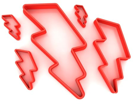Custom Cutters Lightning Bolt Shape Cutters | Set of 5 Plastic Cutter for Baking, Fondant, Clay, Pastry, Icing, Jewellery (1.5/2/3/5/8CM)