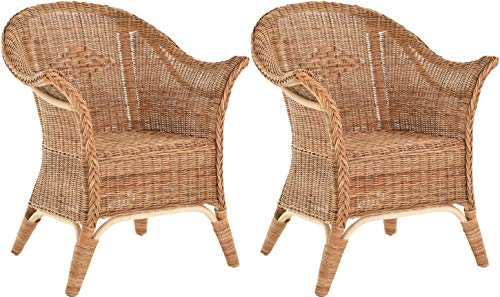 korb.outlet Extra breiter Rattansessel Natur Rattanstuhl Flechtsessel Lounge Korbsessel (Set/2 Natur)