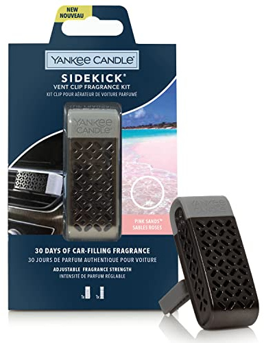 Yankee Candle Sidekick Auto-Lufterfrischer-Kit| Pink Sands Duftdiffusor | Dekorativer Entlüftungsclip & 1 Nachfüllpackung