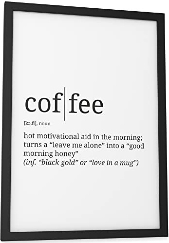 Papierschmiede® Definition Coffee, A4 Poster für Wohnzimmer, Schlafzimmer, Küche, Esszimmer, Wandbild Geschenk Wanddeko Spruch English - ohne Rahmen