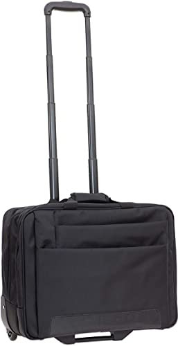 Bowatex Multifunktion Piloten Aktenkoffer 2 Rollen Laptop Trolley Schwarz 48 cm
