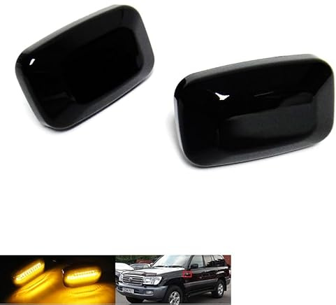 RZG 2x Black Smoked Lens Side Indicator Amber LED Marker Repeater Light For Land Cruiser 100 Amazon LX Prado 90 Hilux VI Pickup 4Runner Celica