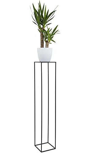 HowHomely soporte para flores de metal negro 130 cm - Soporte alto para macetas de metal negro