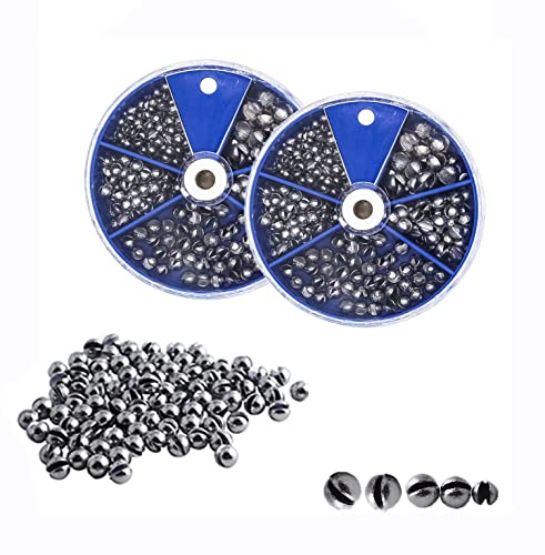 200 Stück Bleischrot-5 Größen Bleischrot Angelblei Set,Schrotblei Angeln mit Aufbewahrungskiste,Herausnehmbare Blei Gewicht ANG eln,Angelblei Blei Angelzubehör Schrotblei-Posen An geln (200-B, M)