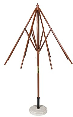 paramondo Sonnenschirm-Gestell für paramadera Holz-Sonnenschirm, stabiles Hartholz, Knickbar, Maststärke 48 mm, in 3 Höhen Verstellbar, Holzfarben Dunkel