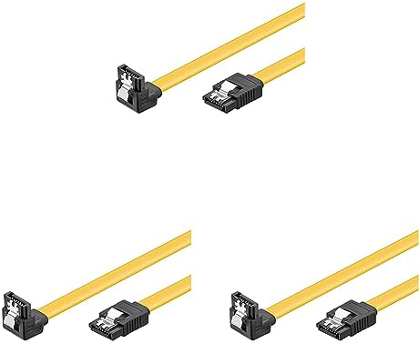 goobay 95022 S-ATA Datenkabel für HDD, SDD, 6 Gbits SATA L-Typ Stecker auf SATA L-Typ Stecker 90° abgewinkelt, 100cm (Packung mit 3)