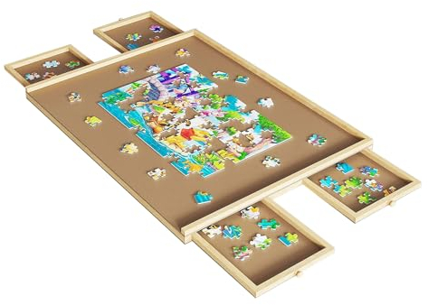 Hält bis zu 1000 Teile Puzzletisch mit Schubladen, tragbarer Puzzletisch für Erwachsene und Kinder, Puzzle-Board-Tisch für Erwachsene, Puzzle-Couchtisch