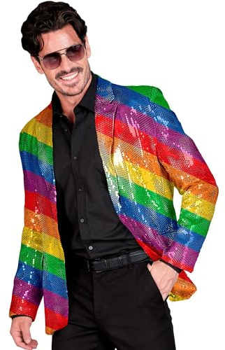 W WIDMANN MILANO Party Fashion - Pailletten Jackett Herren | Glänzender 70er Jahre Disco Blazer, Anzugjacke für Festival, Karneval und auffällige Party Looks
