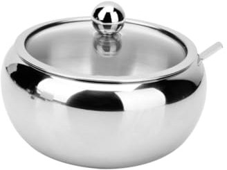 LIFKOME Ciotola Per Ingredienti Acciaio Inossidabile Con Cucchiaio Barattolo Per Spezie Di Piccole Con Coperchio Trasparente Per Cucine e Tavole