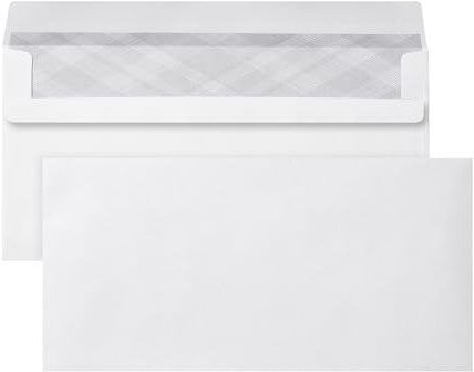 Buste DIN Lang (110 pezzi), Buste Autoadesive Senza Finestra, Buste Bianche Con Stampa Privacy Grigia All'interno, 110 x 220 mm, 80 g/m²