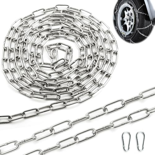 SWTYExt Edelstahl Kette 5 Meter Ø3mm Stahlkette Edelstahlkette Meterware V4A Rundstahlkette Gliederkette Meterware Verlängerungskette Kette mit Karabiner für Hundekette Schaukeln Ketten Ankerkette