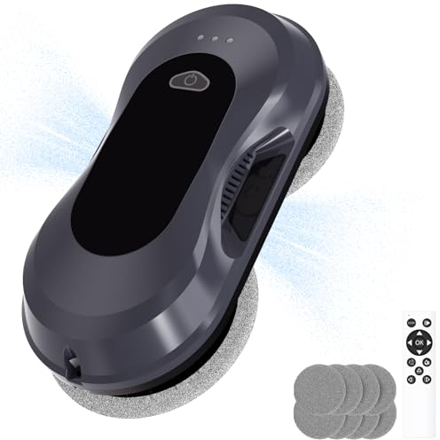 AHWOiHS Robot Lavavetri, Robot Lava Vetri Elettrico con Spray d'acqua a bidirezioni per Grandi Finestre Interne/Esterne, con Telecomando