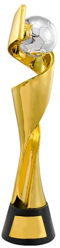YYDSTES Frauenfußball Meisterschaft Trophäe aus Kunstharz FußBallspiel Meister Trophäen BüRo Und Heimdekorationen Ausstellungsornamente Kreative Fan Geschenke Golden,27cm