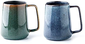 PWSHZ Trinkgläser Große Kaffeetasse, Keramik-Kaffeetassen for Büro und Camping. Große Kaffeetasse for Latte-Kaffee, Tee, Suppe als Geschenk for Freunde Kaffeetassen (Color : Set2)