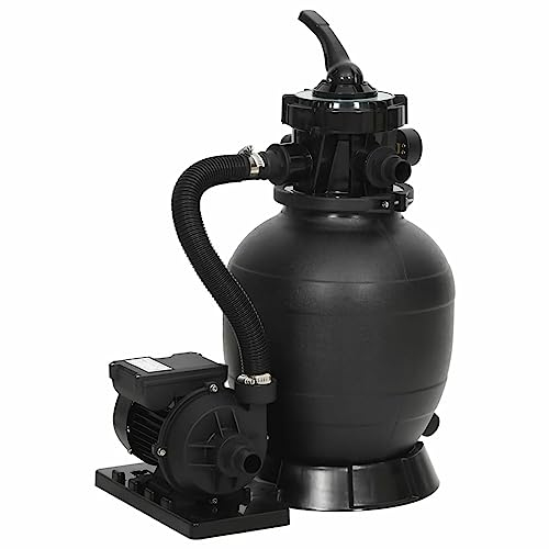 ShCuShan Pool-Sandfilter mit 6-Wege-Ventil Sand FüR Pool Sandfilteranlage Poolpumpe Sandfilter Schwarz