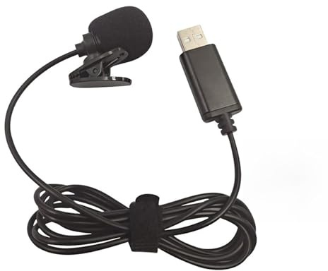 HUIOP Micrófono de Solapa,USB Lavalier Micrófono de Condensador de Solapa Micrófono omnidireccional con Cable Clip-on Manos Libres Plug & Play para computadora PC Computadora portátil