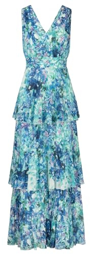 Apart - Abito da Sera con Motivo Floreale, Blu Reale, Multicolore, 42