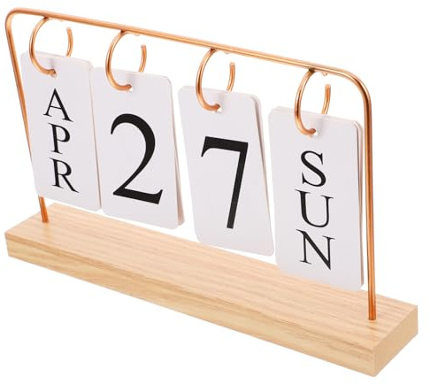 STOBOK Rustikaler Schreibtischkalender Handgefertigter Kalender Bürokalender Natürlicher Holzsockel