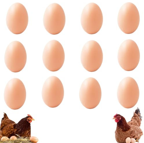 12 Pcs Fake Eggs, Artificial Plastic Eggs for Kids, Easter Eggs for Kids, Rubber Egg for Crafts Arts Imitation Dummy Eggs, Helps Encourage Laying or Prevent Eating Eggs, Craft and Home Decoration