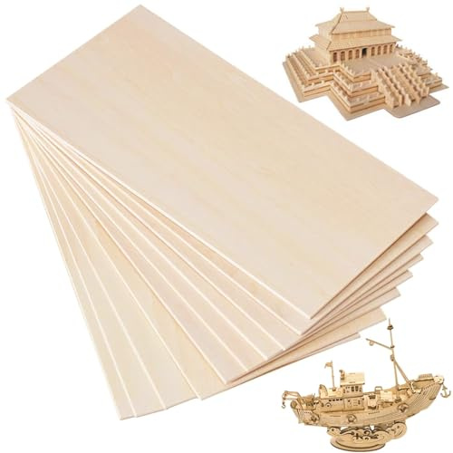10-Piece Balsa Wood Sheets, 200x100x2mm Basswood Sheets | 2mm Plywood, Blank DIY Craft Boards for Painting, Engraving, Modeling and Wood Burning