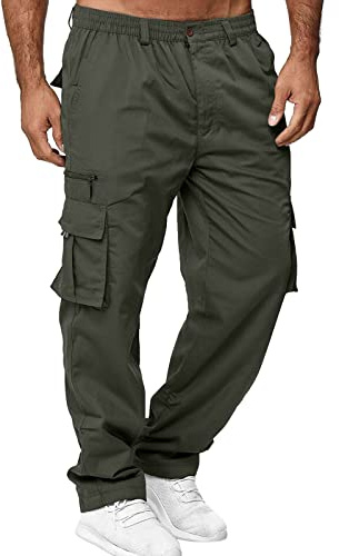 Generico Pantaloni Cargo Uomo Baggy Eleganti Casual Pantalone Tuta Sportivi Comodo Leggero Pantaloni da Camminata Cotone Trekking Pantalone Tasconato Slim Fit con Tasche Laterali Estivo Cargo Pants
