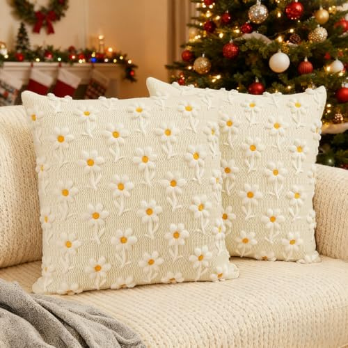 Carttiya 2 Funda Cojin 40x40 de Terciopelo con Flores Chenilla, Elegantes Fundas Cojin Decorativas para Cojines Sofa, Cama o Jardín, Mujer