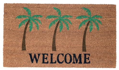 KAF Home - 17 x 30 Coir Doormat - Welcome Palm Trees