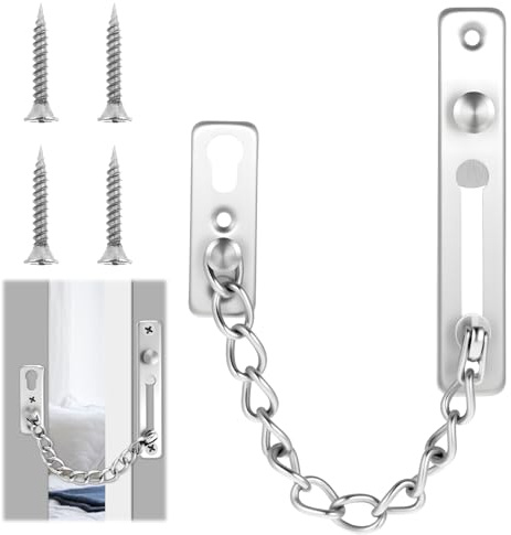 Die Diebstahlsicherungskette Chain Door Lock Türschutz Sicherheitsschloss Kettenschlösser Tür Sicherheitskette Kettenschloss für Innentüren Diebstahlsichere Sicherheitsschlösser mit 4 Schrauben